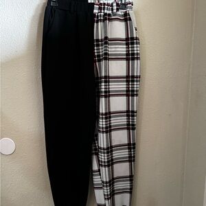 SHEIN Black and White Plaid Joggers